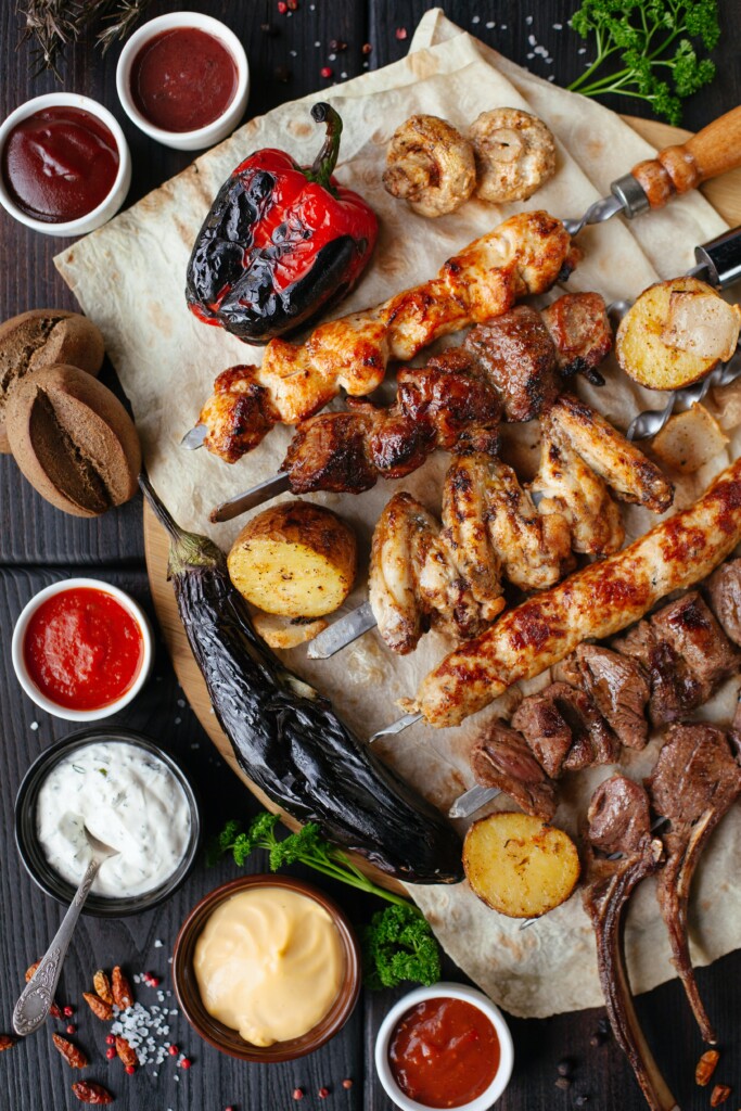 variety of delicious lean protein grilled on the bbq